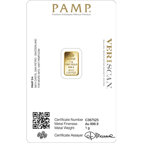 1 GRAM GOLD PAMP SUISSE BAR - Master JewellersGold Bar 9999