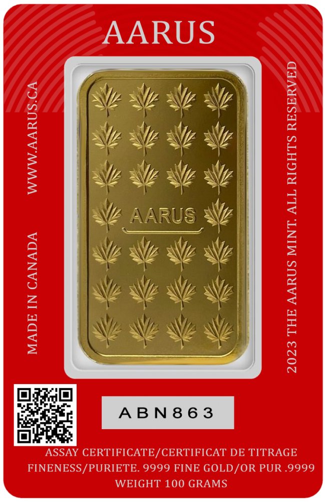 100 GRAM AARUS GOLD BAR - Master JewellersGold Bar 9999